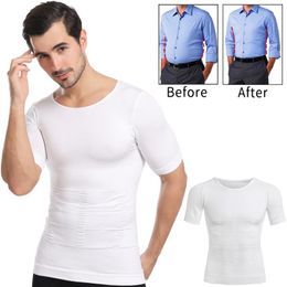 Men's T-Shirts Men Body Toning T-Shirt Slimming Shaper Corrective Posture Belly Control Compression Man Modelling Underwear CorsetMen's