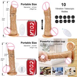 Nxy Dildos Dongs Remote Control Telescopic Dildo Vibrator Suction Cup Vibrators for Women g Spot Orgasm Female Masturbators Sexy Toys 220420