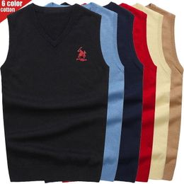 3D embroidery polo autumn winter men's cotton sweaters vests business casual v-neck slimming vest pullover 8501 style 220507