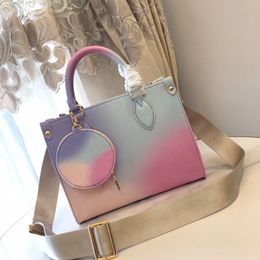Top quality Designer Bags womens beautiful Handbags tote bag Women's Fashion Rendering Gradient Pastel Round Coin Purse Large Shopping Totes