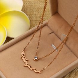 Pendant Necklaces Martick 316L Stainless Steel Gold-color Single CZ Angel Letter Necklace Link Chain Fashion Jewellery Women P104Pendant