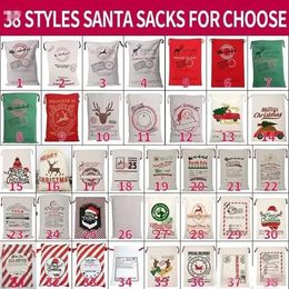 2 Days Delivery!!! Stock Christmas Santa Sacks Canvas Cotton Bags Large Organic Heavy Drawstring Gift Bags Personalized Festival Party Christmas Decoration SSR