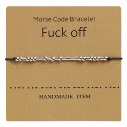 Handmade Morse Code Bracelet Beads Adjustable Black String Charm Bracelets Lettering Creative Gift Jewellery for Friend Family