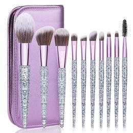 10pcs Makeup Brushes Set Powder Brush Eyeshadow Concealer Eyebrow Brush Cosmetic Tools With PU Bag