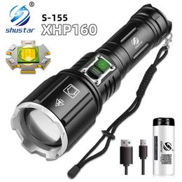 XHP160 Powerful Flashlight High Power With Power Bank Function Self Defence Rechargeable Lamp Torch Lantern Led Flashlights J220713