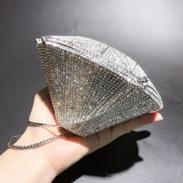 Diamond Shape Evening Party Bags Full of Shinestone Shoulder Bag Fashion Women's Clutch Banquet Bag