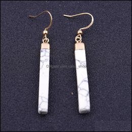 Dangle Chandelier Earrings Jewelry Strip Natural Stone White Green Turquoise Crystal Amethyst Rose Quartz Charm Drop Delivery 2021 Gjxo7