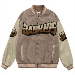 Hot sale Hop 2023 Hip Oversized Baseball Jacket Letter Embroidery Patchwork Vintage Varsity Jackets Harajuku College Streetwear Coat