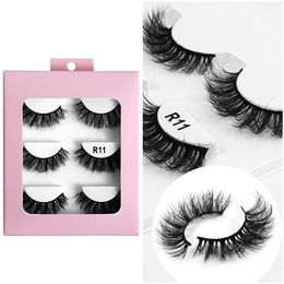 3 Pairs Fluffy Faux 3D Mink Lashes Soft Natural False Eyelash Cruelty Free Full Light Thick Long Eyelashes Extension Makeup