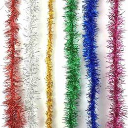 Christmas Decorations Gold Silver Wire Garland Tinsel Hanging Rattan Tree Ornament Decoration Xmas Wedding Birthday Party Colorful RibbonChr