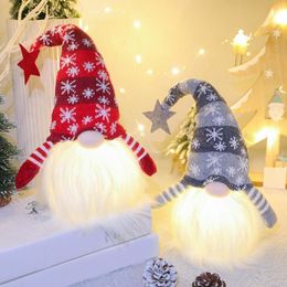 Christmas LED luminous faceless doll decoration dwarf plush doll ornaments Nordic sparkling dwarf old man Year decorations 201201