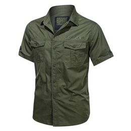 Men's Casual Shirts Military Tactical Men's Short Sleeve Shirt Cotton Slim Fit Top Outdoor Combat Training Sports Clothing Men ShirtMen'