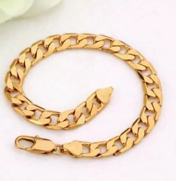 mens 18K Gold FIGARO 10mm curb link chain bracelet UNISEX