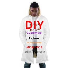Men's Trench Coats Customized Picture DIY Logo Windbreaker Men's Winter Jacket Fashion Male Plus Size 5XL 6XL Wholesale DropMen's