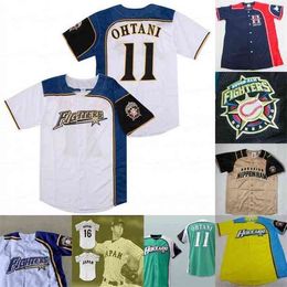 Xflsp Custom 2011 Hokkaido Nippon Ham Fighters Jersey Darvish Shohei Ohtani 16 Japan Samurai Black Pinstriped Baseball Jerseys