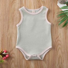 Baby Summer Rompers Toddler Baby Boy Girl Cotton Sleeveless Romper Jumpsuit Sleeveless Summer Pullover Button Solid G220521