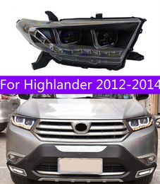 Car HID Head Lamp for Toyota Highlander 2012-2014 Kluger LED Headlights DRL High Beam Running Lights Angel Eye Signal Light