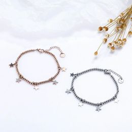 Charm Bracelets Stylish Stainless Steel Star Plated Rose Gold Bracelet For LadiesCharm