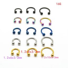 8mm nose ring NZ - Horseshoe 316L Surgical Steel Nostril Nose Ring circular piercing ball Body Jewelry Rings CBR earring16G 6MM 8MM 10MM 50pcs lot267n