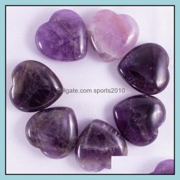 Arts And Crafts Arts Gifts Home Garden Amethyst Heart Ornaments Natural Quartz Stone Naked Stones Hearts Decoration Hand H Dhq6T