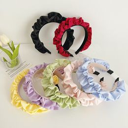 summer Fresh candy color pleated wide-brimmed headband Women's Hair Accessories fashion simple Hairband Girls Headdress
