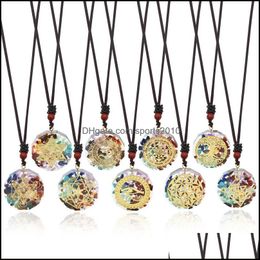 Arts And Crafts Yoga Symbol Coated Resin Colorf Stone Beads Pendant Necklace Healing Jewellery For Men Rope Chain Drop Sports2010 Dhhyt