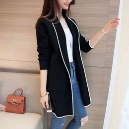 Women's Clothing White Border Sweater Cardigans Jacket Ladies New Women Thick Coat V-neck Cardigan Outwear