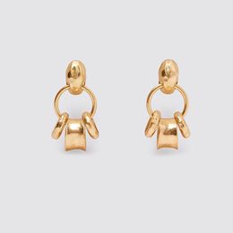 2024 Dangle Chandelier Earring Trendy Female Gold Metal Round Circle Geometric Big Drop Earrings For Women Fashion Statement JewelryDangle