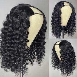 Water Wave Glueless U Part Wig 250%Density Unprocessed 100% Human Hair V Part Wigs For Women Middle Parts Full End Machine Wigss