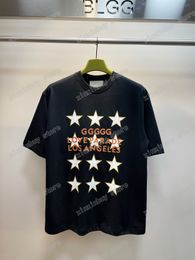 22ss Men Women Designers t shirts tee five-pointed star paris print man flower short sleeve Crew Neck Streetwear black white xinxinbuy S-2XL