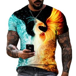 Men's T-Shirts Cool Fire Phoenix 3D Printing T-shirt Fashion Handsome Harajuku Casual Personality Comfortable Oversized Short Sleeve
