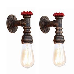 Wall Lamp Style Vintage Steam Punk Loft Industrial Iron Rust Water Pipe Lamps E27 Sconce Lights For Living Room Bedroom BarWall LampWall