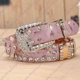 Belt Fashion Designer hip hop Rhine for Women Luxury Pu stone Leather High Quality Cow Second Layer Skin Strap Female