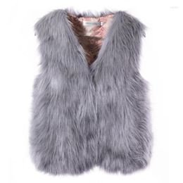 Women's Vests 2022 Womens Winter Vest Sleeveless Faux Fur Waistcoat Solid Collor Loose Coat Plus Size Jacket