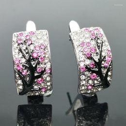 Hoop & Huggie Fashion Luxury Micro-inlaid Plum Tree Branch Earrings For Women Red Green Blue Pink Zircon Wedding Jewelry 2022Hoop Kirs22