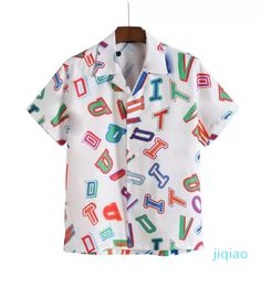 2022 France men printed shirts designer White jacquard letters blue camouflage paris clothes Short sleeve mens shirt Vacation casual shirt