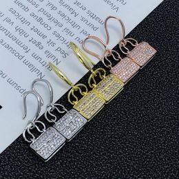 Europe America Fashion Style Lady Women Brass Tassels Settings Diamond Engraved H Letter Long Dangles Stud Drop Earrings Ear Hook