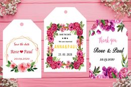 100 PCS Personalised wedding birthday baby shower gift box hanging label Customise your text po 220618