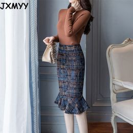 JXMYY sexy bag hip skirt wild mid-length stretch print large size temperament bust fishtail skirt female skirt S-5XL size 210412