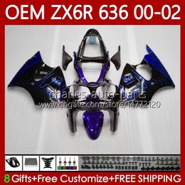 OEM Body Kit For KAWASAKI NINJA ZX-6R ZX-636 ZX-600 ZX 6R 600 CC 6 Blue flames R ZX6R 00 01 02 133No.235 ZX 636 600CC ZX636 2000 2001 2002 ZX600 2000-2002 Injection Fairing