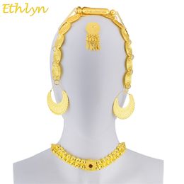 Ethlyn Eritrean Wedding Traditional Jewellery Five Pcs Choker Sets Gold Colour Stone Wedding Jewellery Sets Women S84 220726