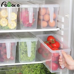 4.7L Large Transparent Food Storage Box with Lid and Handle Kitchen Sealed Home Organiser Food Container Refrigerator Storage 201015