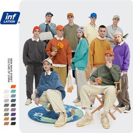 INFLATION Winter Mens Hip Hop Multi colour Hoodies Velvet Fabrics Fleece Sweatshirts 8 Solid Colour Winter Men Sweatshirts LJ200826