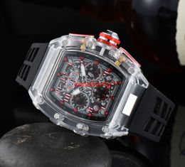 Fashion Style Luxury Sport Quartz Business Transparent Silicone Watch Man Calendar Wristwatch Date Models Brand New278g