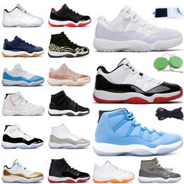 11 criados homens baixos mulheres 11s Retro Basketball Shoes Navy Gum Metallic Silver Legend Blue Pantone Outdoor Mens Trainer Good Sneakers Jorda Jordens