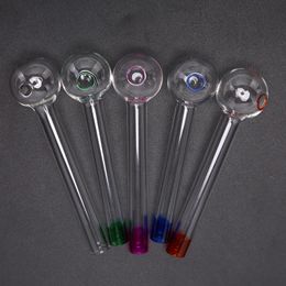 Colours Portable Clear Glass Oil Burner Tools Tobacco Tube Cigarette Glass Pipe