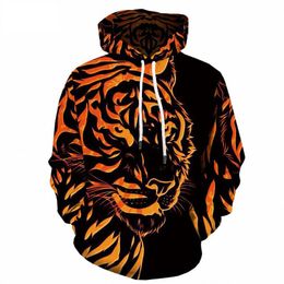 Men's Hoodies & Sweatshirts Tiger 3D Printed Men Women Hooded Clothes 2022 Harajuku Pullover Brand Quality Outwear TracksuitMen's