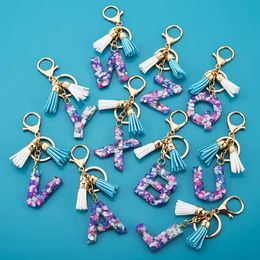 26 A Z Uppercase English Letter Key Chains Resin Keychain Charms Women Handbag Ornaments Tassel Key Ring Fashion Accessories