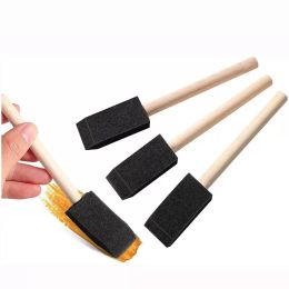Sponge Foam Paint Brushes for Acrylic Staining Varnishes DIY Craft Projects Wood Handle 1inch