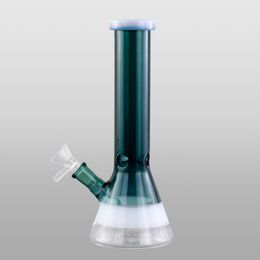 9.3-Inch Dark Green Beaker Base Straight Tube Hookah Bong - Diffused Downstem Percolator, 14mm Female Joint